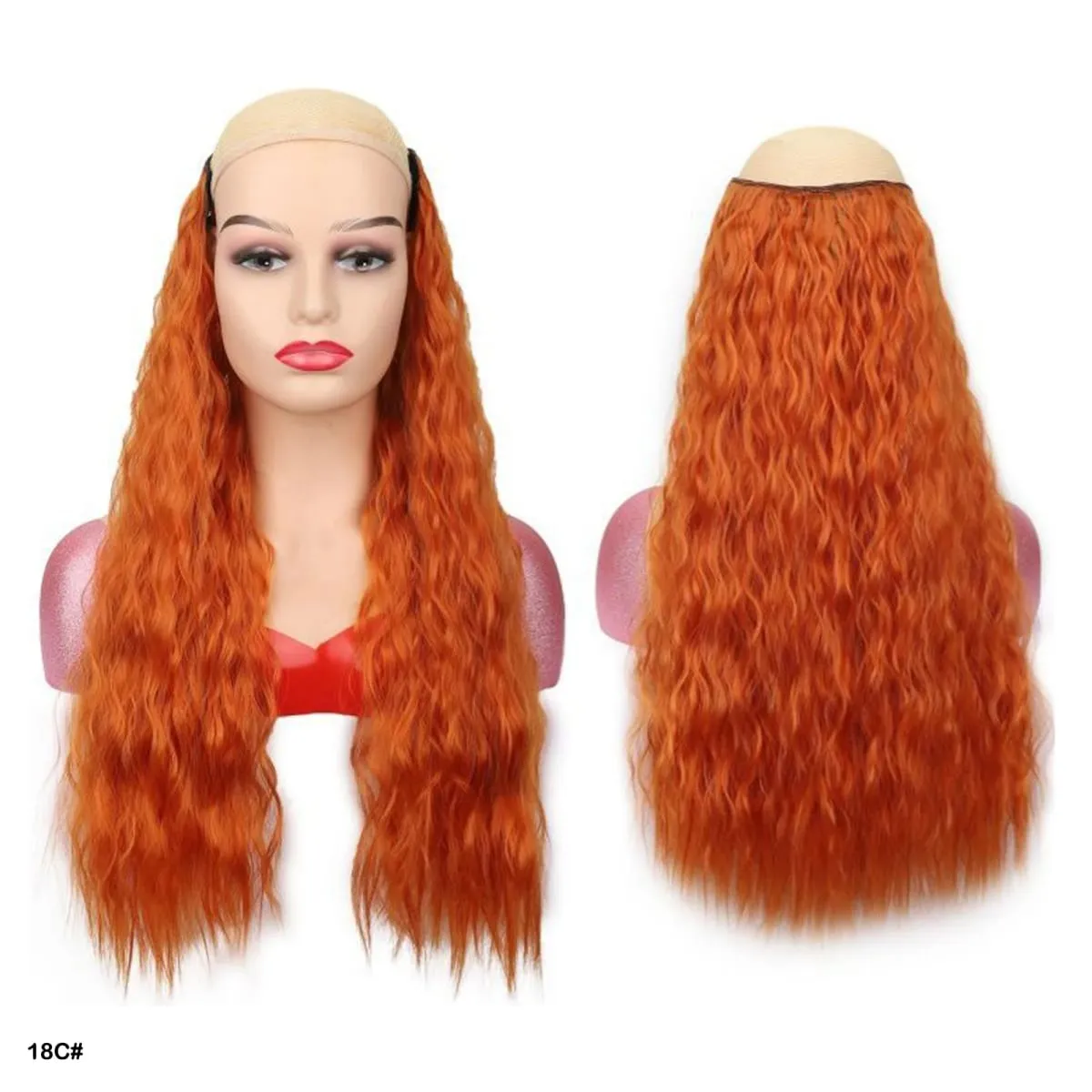 Synthetic Curly Hair Extensions Clip in One Piece 4Clips Deep Wave Long Hairpieces for Women Daily Use Party Hair Accessory