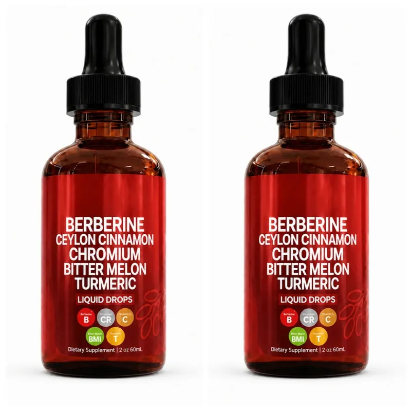 Berberine HCl & Ceylon Cinnamon Liquid Drops with Chromium and Turmeric for Energy Vitality & Metabolism Support 60 mL