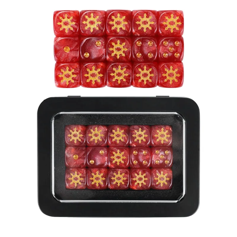 15PCS 16mm/0.63inch D6 Wargaming Dice Set for Tabletop Miniatures Game Damage Tracking Army Faction Themed Dice Tokens