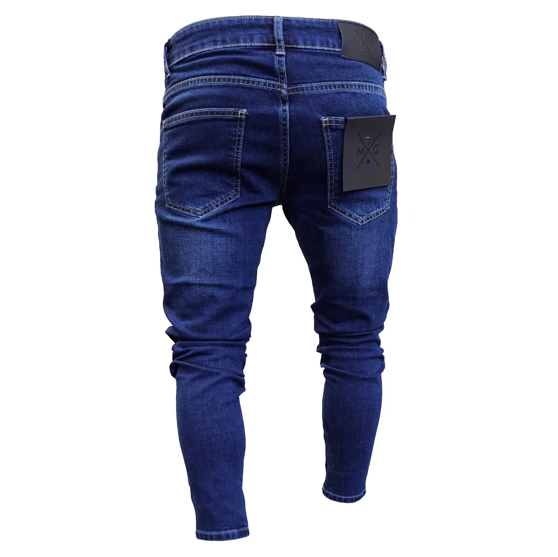 Men Denim Jeans Pencil Pant Vintage Slim Fit High Waist Frayed Hole Wash Trousers Y2k Streetwear Splice Work Casual 2026 Spring