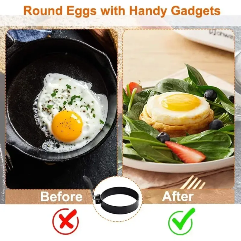 Anti-scald Egg Fried Ring Professional Stainless Steel Nonstick Round Pancake Mold Cooking Egg Mould Breakfast Sandwich Tools — image 4