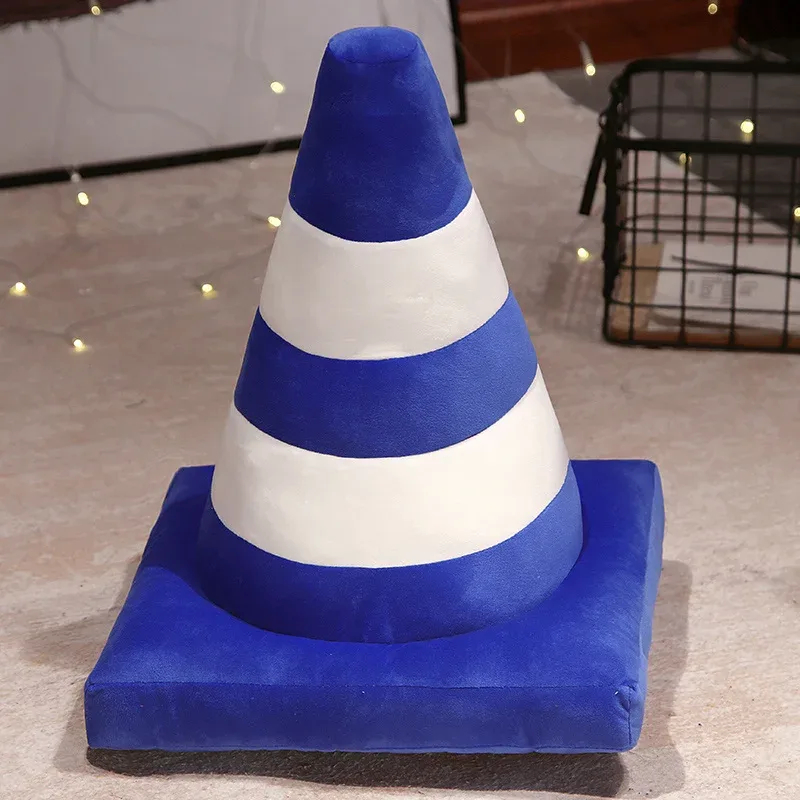 Roadblock Cushion Stuffed Soft Lifelike Plush Traffic Cone Road Construction Cone Pillow Kids Toys Home Decoration