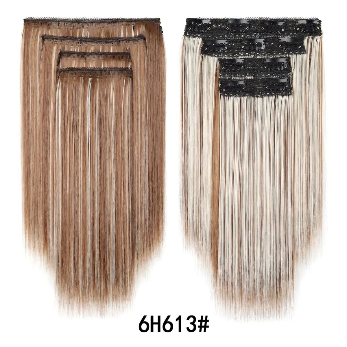 Clip In Hair Extensions 4Pcs/set Full Head 12 Inch Straight Short Synthetic Highlight Hair Extensions For Women Daily Use