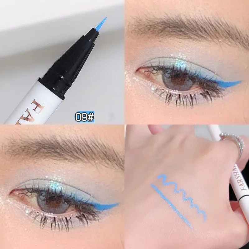 12 farver vandtæt eyeliner Pen Ultra-fin spids flydende eyeliner Langtidsholdbar eyeliner Hurtigtørrende farverig makeup til cosplay — image 16