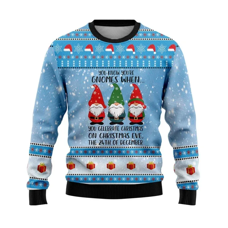 3D Printed Cartoon Santa Claus Sweatshirt For Men Merry Christmas Pattern Hoodies Casual Harajuku Loose Tops Round Neck Pullover — image 14