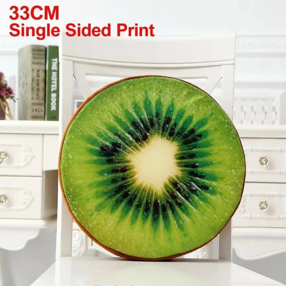 Creative Round Fruit Pillow Fruit Slice Print Plush Fabric Seat Cushion Simulation Stuffed Inner Plush Pillow Sofa Decor