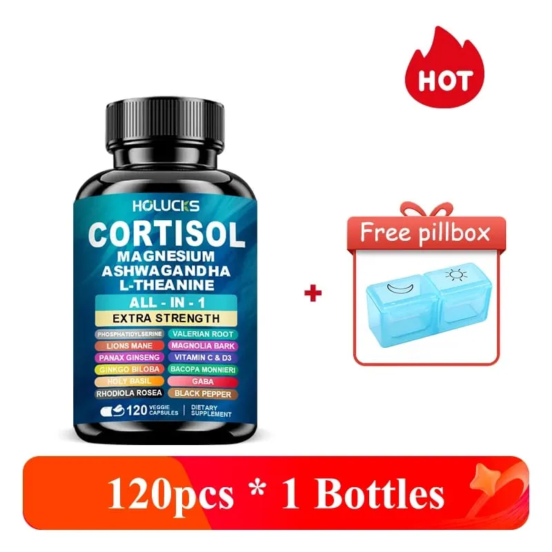 Natural Cortisol Supplement Support Enhances Cognitive Function Memory Reduces Nighttime Awakening & Morning Anxiety Vegan