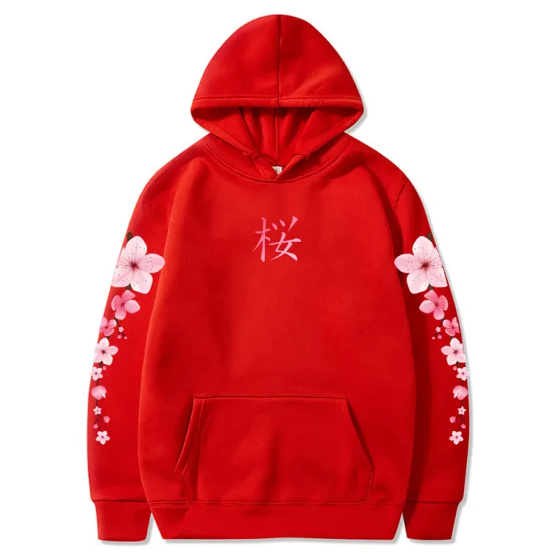 Japanese Blossom Sakura Graphic Hoodies Long Sleeve Winter Hooded Sweatshirts Casual Women/Men Comfortable Pullovers with Pocket — image 10