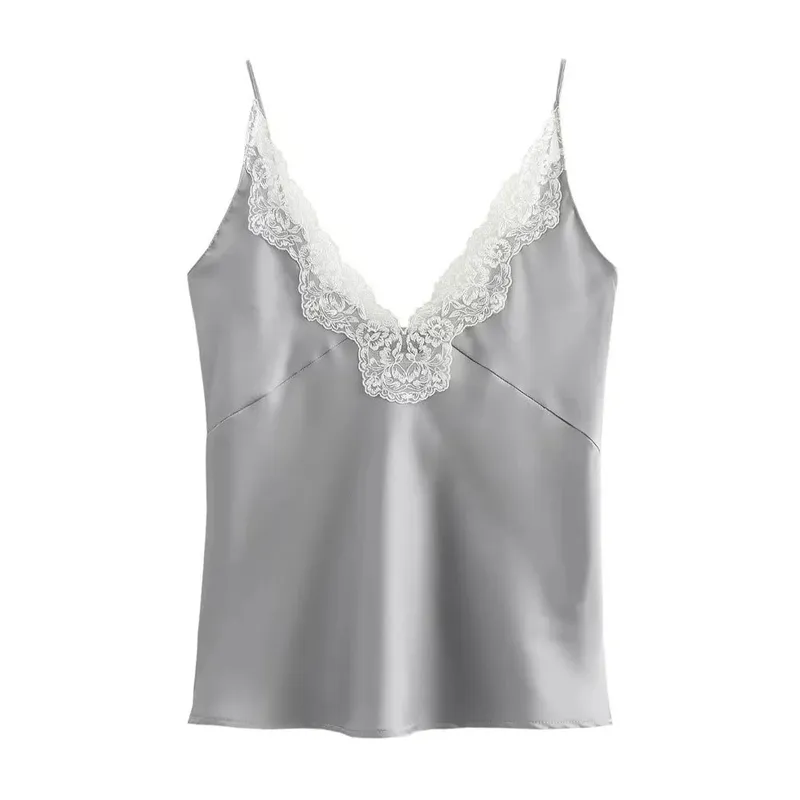 Casual Solid Color Lace Patchwork Tanks 