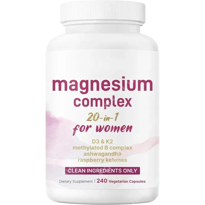 Magnesium Complex for Women Capsules with D3 K2 B12 Biotin & Ashwagandha for Energy Calm & Wellness Support 240 Capsules
