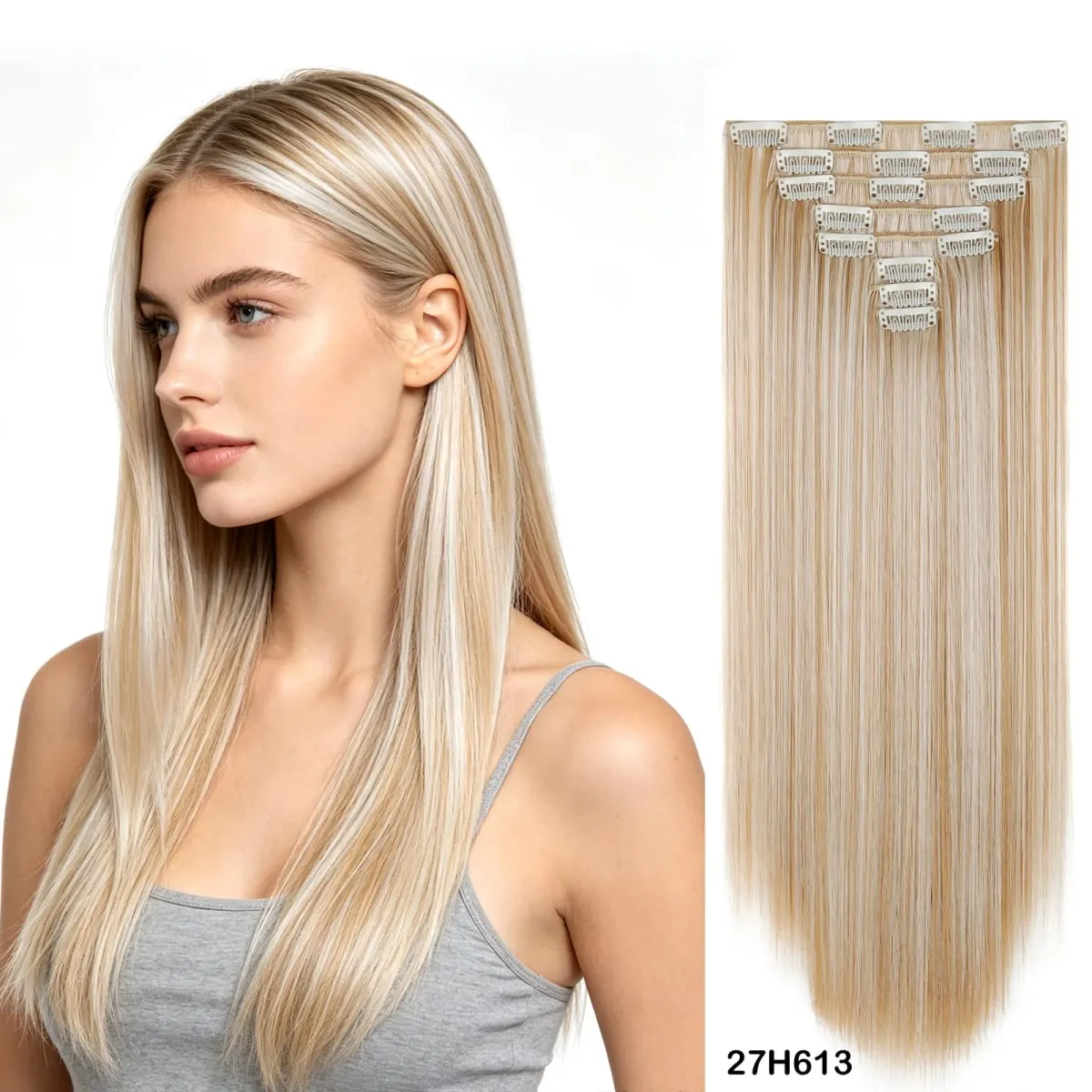 8pcs/set Long Straight Matte Synthetic Clip-In Hair Extensions Full Head Extension Hairpieces for Women