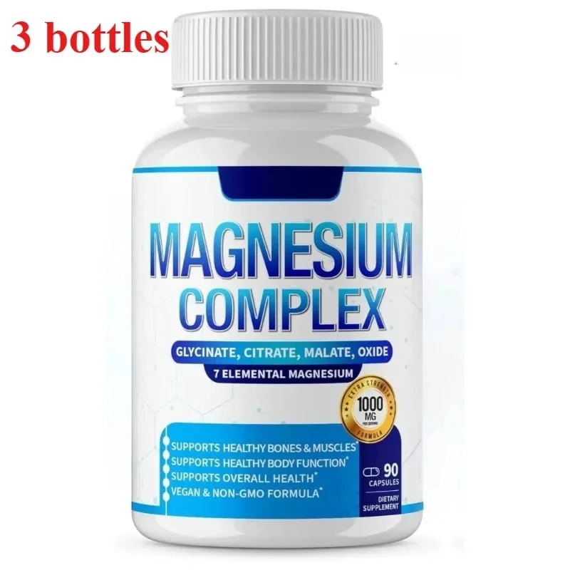 90 Pieces Magnesium Complex Capsule Contain 7 Ingredient – Glycinate Citrate and Malate Etc 1000mg Health Nutrition Support