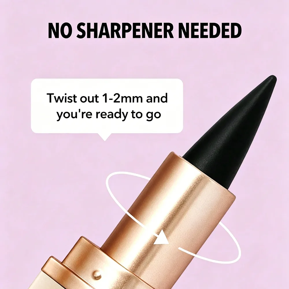 Retractable Gel Eyeliner Pencil Waterproof Long Lasting Smooth Black Eyeliner Cream Makeup Tool
