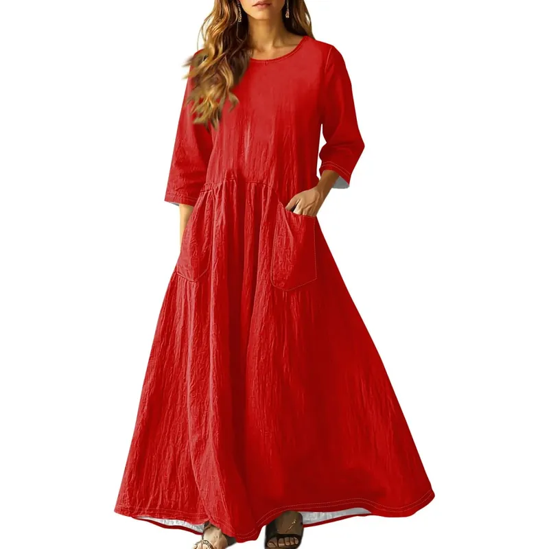 Women's Summer Loose Long Dresses Solid 