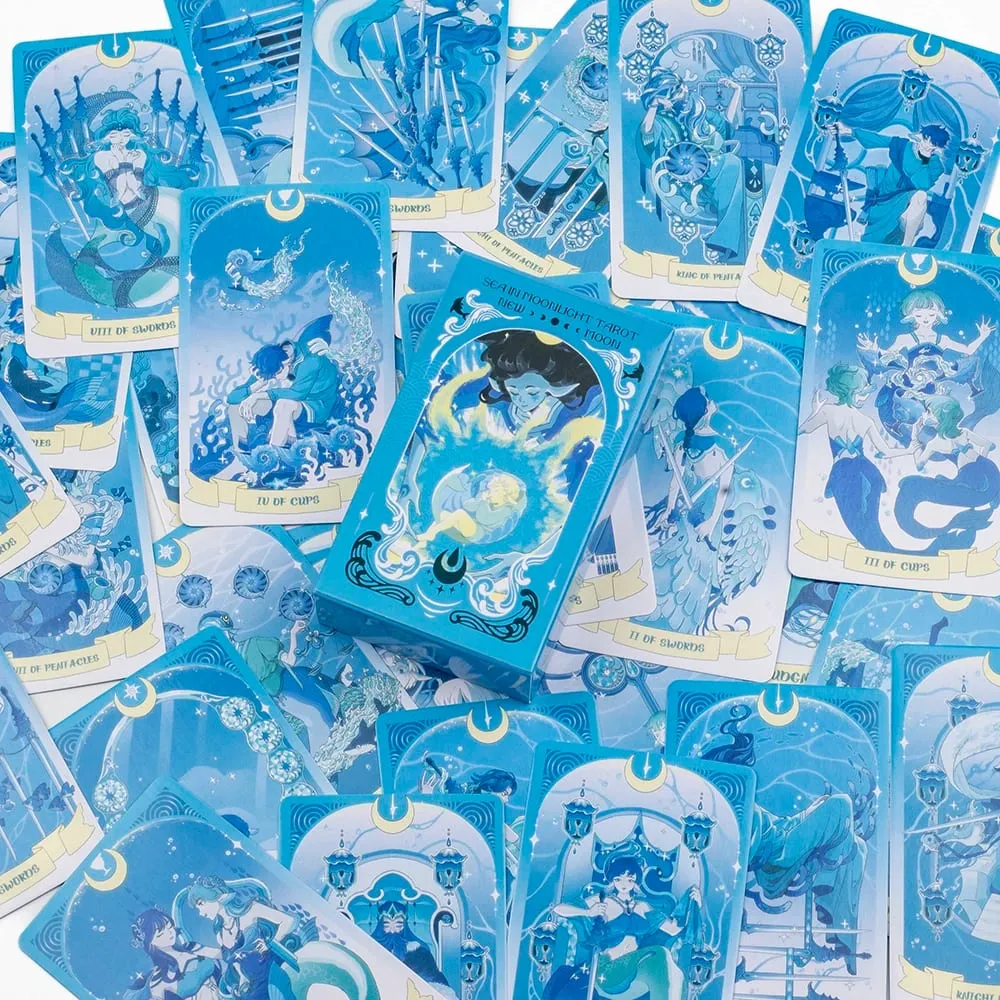 Sea in Moonlight New Moon Tarot Cards English Version 78PCS Ocean Themed Emotional Healing Divination Board Game Tarot Cards — image 6