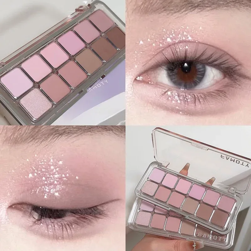 Palette di ombretti opachi a 12 colori a bassa saturazione Tè Albicocca Toni della terra Trucco per occhi opaco perlescente a lunga durata per l'uso quotidiano