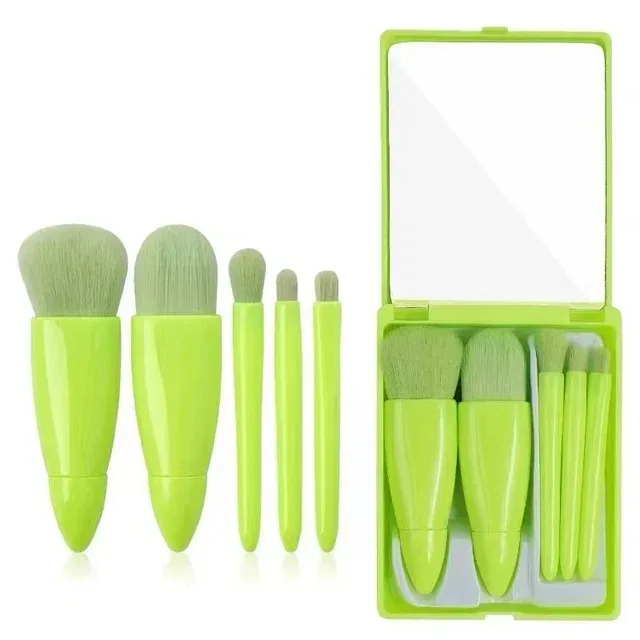 Complete Cosmetic Brushes Small Function Kit 5pcs With Case And Mirror Travel Size Makeup Brushes Set Mini Makeup Brushes — image 7