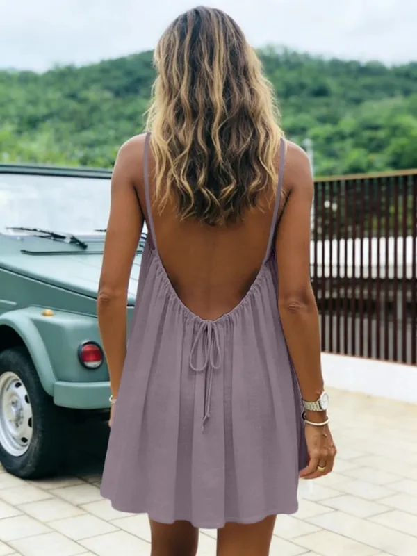New Women's Off-Shoulder Loose Dress Pure Color Strap Casual Fashionable Summer Gown Cross-Border Loose Fit Maxi Dress — image 15