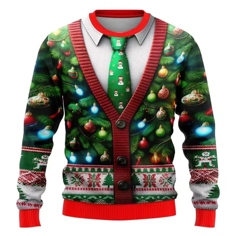 Moda 2026 feio camisola de natal engraçado natal gráfico moletom papai noel cosplay pullovers menino crewneck poliéster agasalho