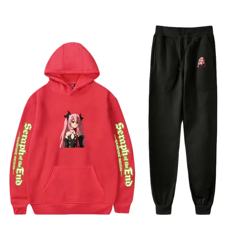 Harajuku Comfortable Seraph of the End Print Sweatshirt Sweatpants Suit Hoodies+ Trousers Suit Boys/Girls 2 Piece Set Clothes — image 12
