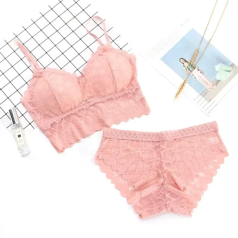 Women's Bra Set Sexy Beauty Back Tops Lace Push-up Bras and Panty Sets Wire Free Lingerie Solid Padded Intimates Underwear — image 13