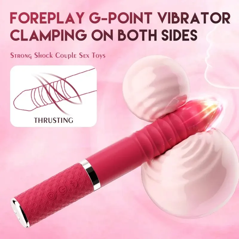 Thrusting Vibrator G Spot Clitoral Vibrator Waterproof & Rechargeable Realistic Silicone Dildo Vibrator Rose Sex Toys for Women