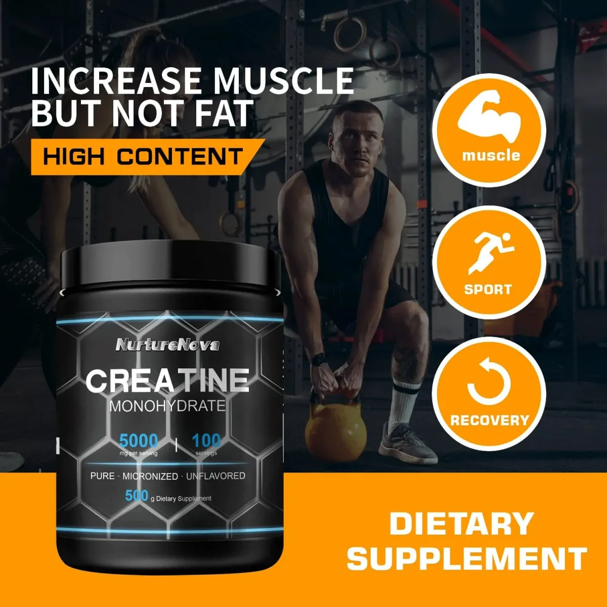 Creatine Monohydrate Powder 500g Unflavored Micronized Supplement for Workout Recovery Muscle Support Men Women