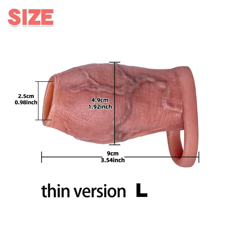 Enlarged and Thicken Cock Sleeve Lock Sperm Penis Ring Adult Men Sex Toy Soft Silicone Dick Sleeve Enlargement Male 18+ Sexy Toy