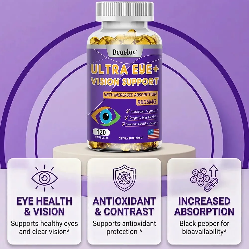 9-in-1 Eye Vitamins Supplement - Lutein Zeaxanthin Blueberry Dry Eyes Eye Fatigue Macular & Night Vision Support for Adults