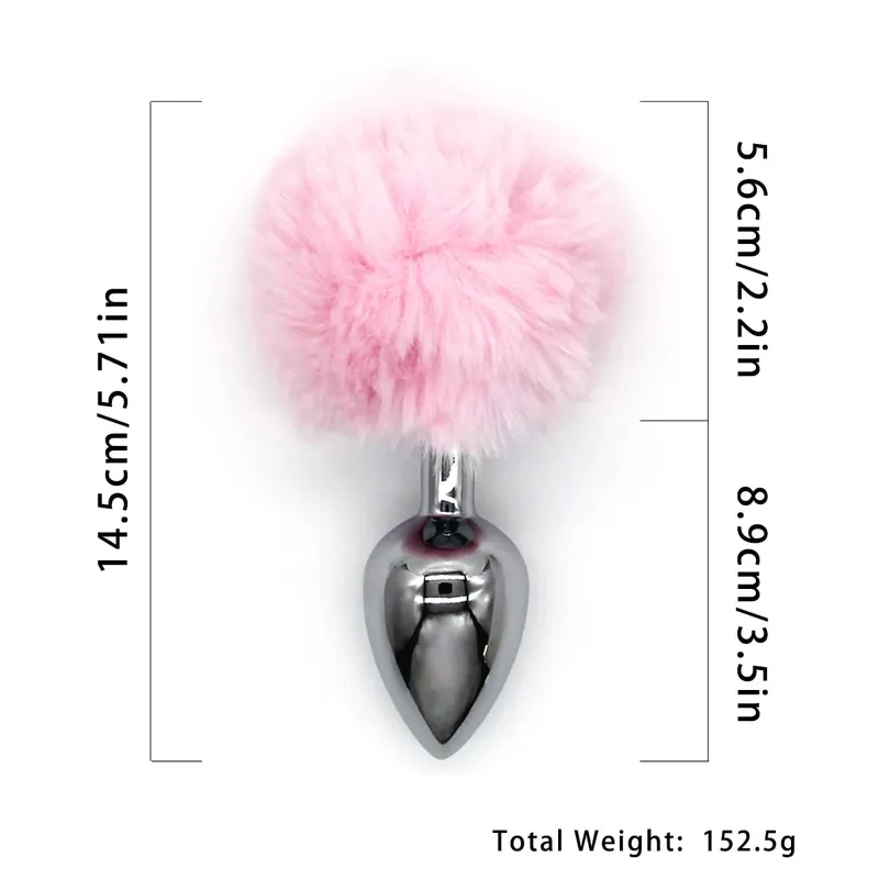 Metal Anal Plug with Long Fluffy Tail – Fox Tail Butt Plug for Cosplay Role Play BDSM Adult Toy