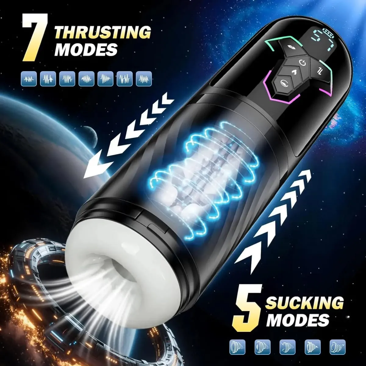 Automatic 5 IN 1 Telescopic Sucking Licking Male Masturbator Cup Penis Pump Heated Vagina Masturbation Adults Sex Toy for Men
