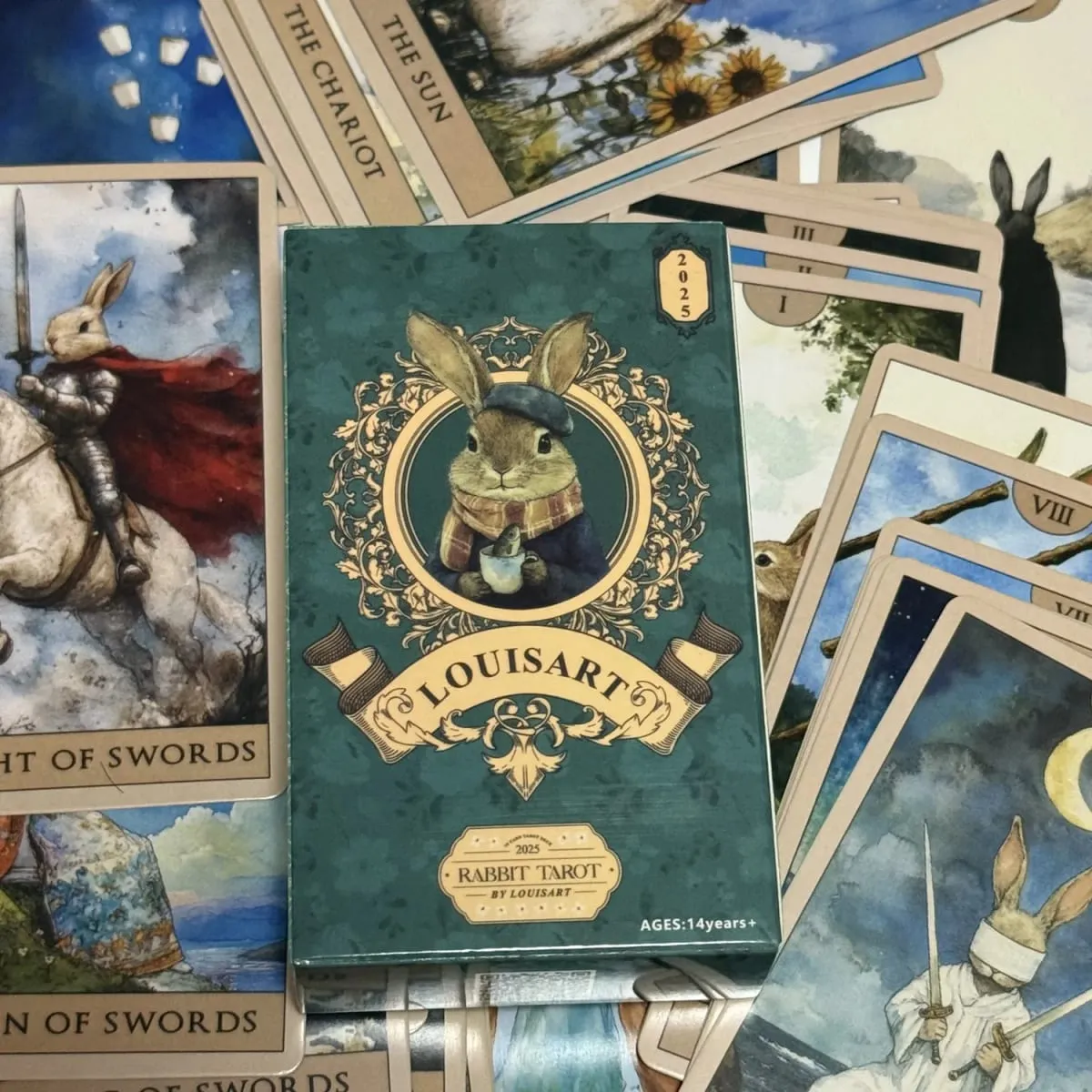 Rabbit Tarot Deck 78pcs Board Games English Watercolor Cards Cute Divination Cards — image 1