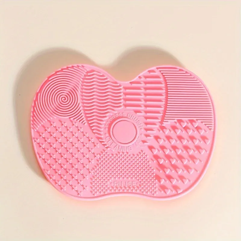 Apple Shaped Pink Cleaning Brush: A Small Suction Cup Cleaning Tool Designed Specifically For Cleaning Makeup Brushes