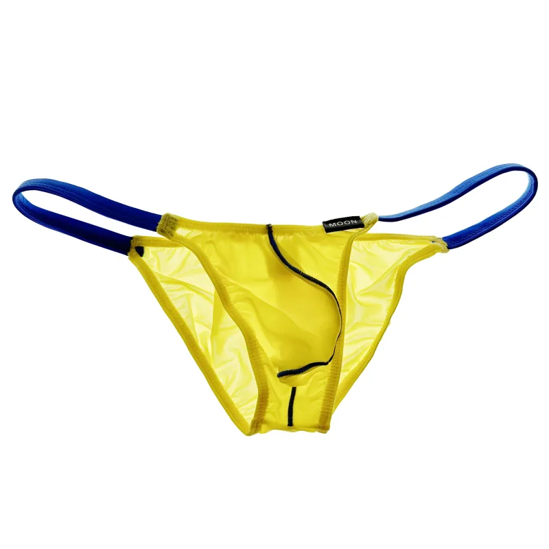 Men Ice Silk Low Rise Briefs U Pouch Color Block Breathable Soft Comfort Male Daily Underwear