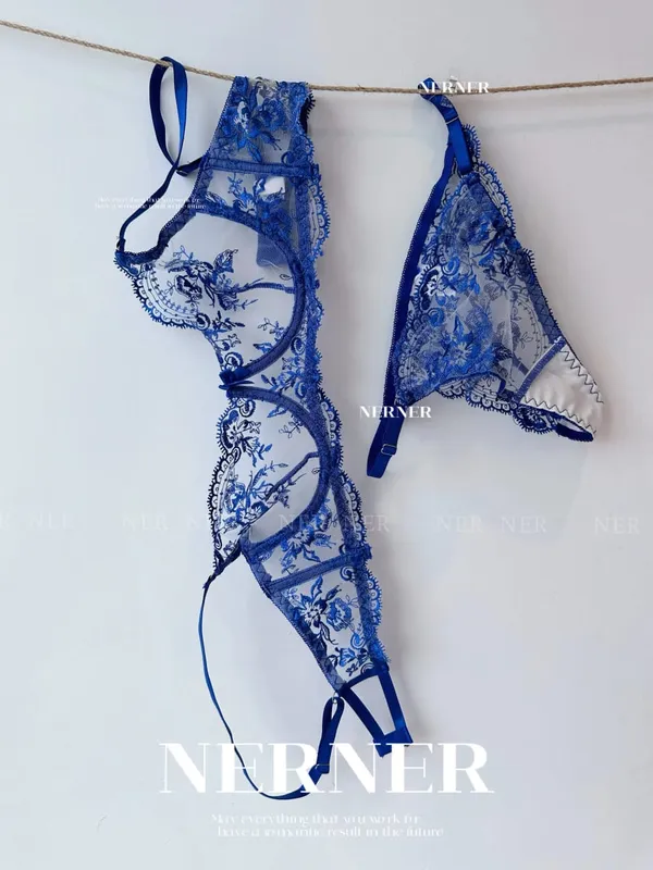 Sexy Transparent Lace Bra French Embroidery Thin Push‑Up Gather Bra For Men Crossdresser Sheer Lingerie Underwear