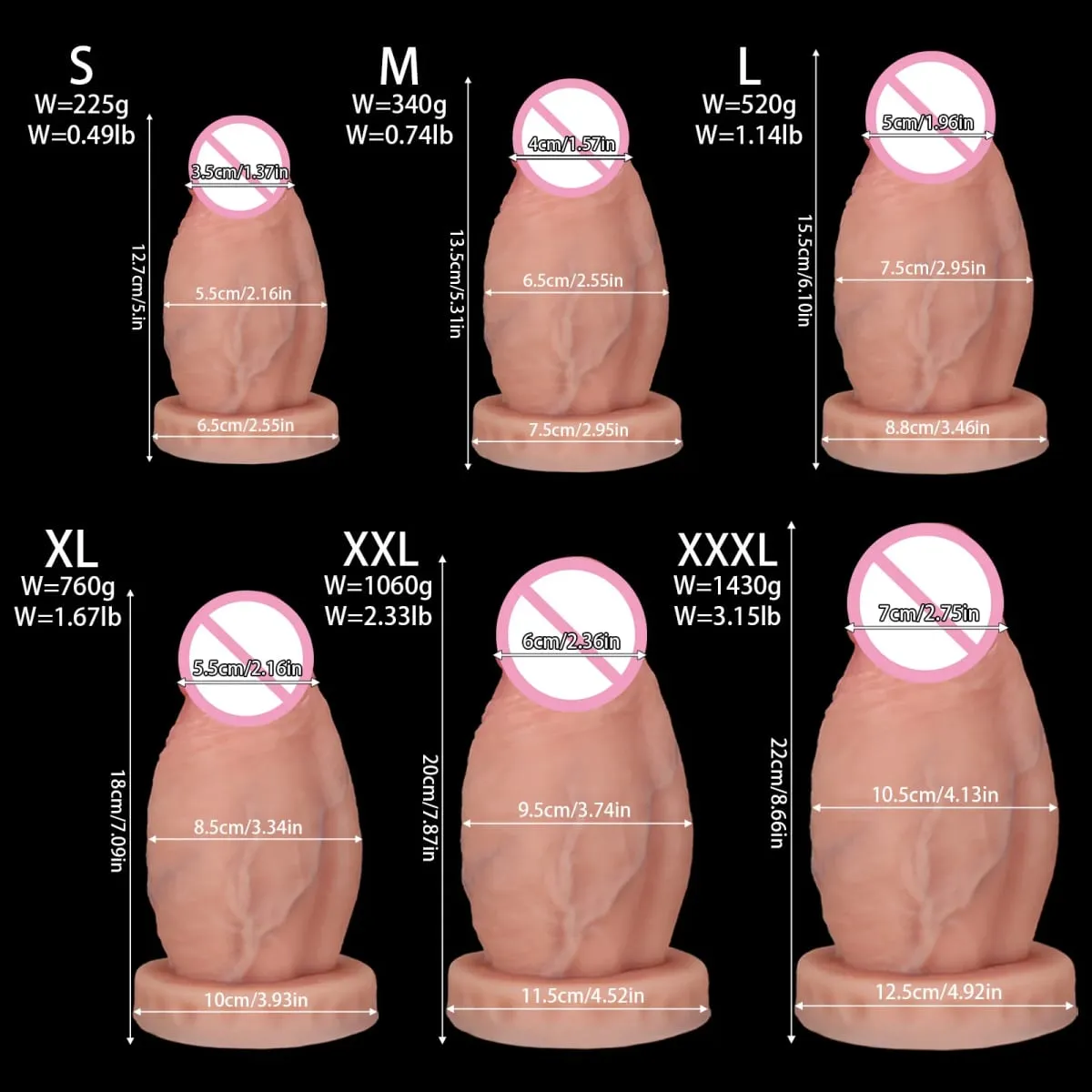 Nový realistický velký obrovský tlustý anální dildo anální kolík obří velký měkký silikonový anální kolík Expander Tréninkové sexuální hračky pro dospělé pro ženy