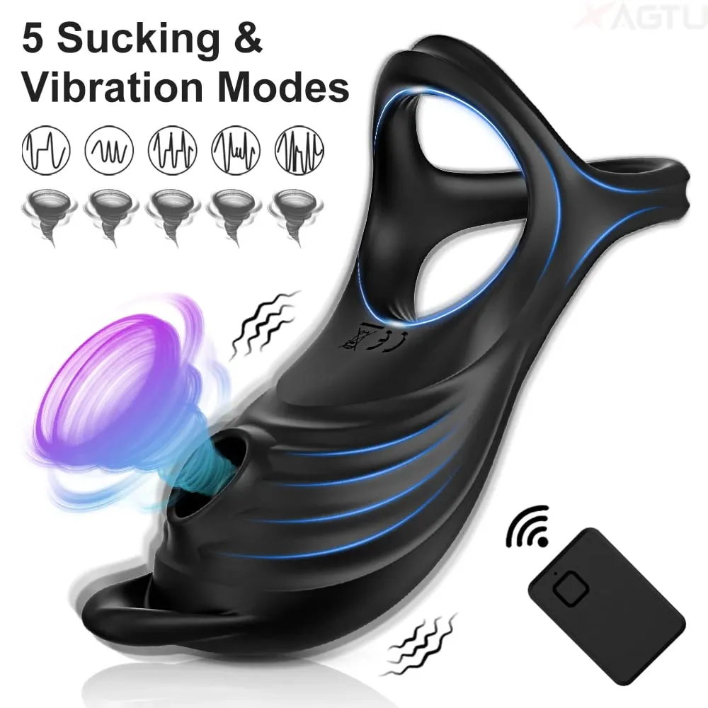 Sucking Vibrating Cock Ring for Men Remote Control Penis Ring Ejaculation Delay Clitoris Sucker Stimulation Sex Toy for Couples — image 3