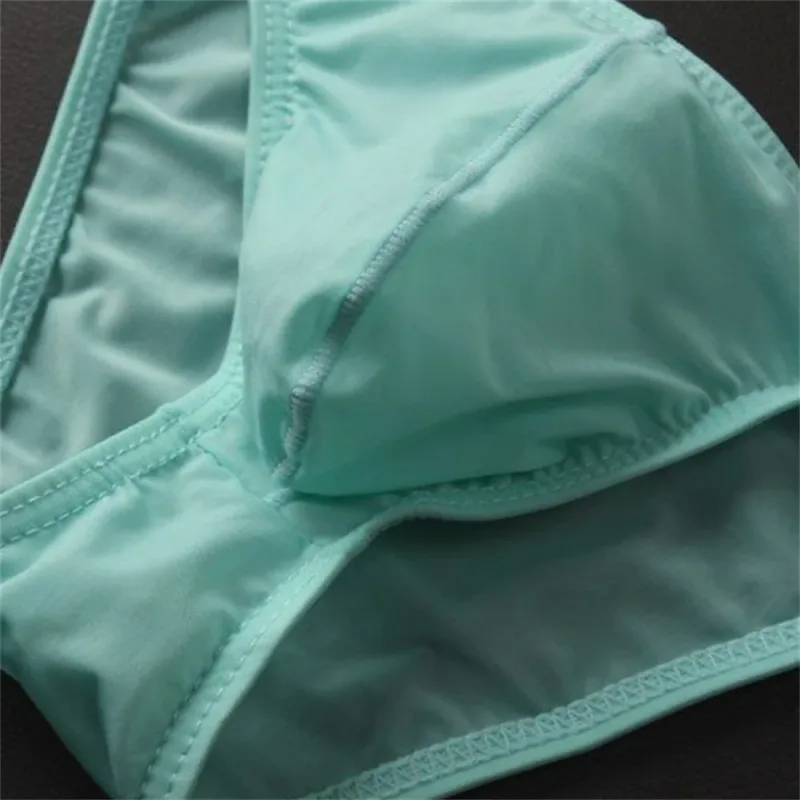Sexy U Convex Briefs Thin Underwear Men Summer Breathable Silky Panties Male Calzoncillos Plus Size M-XXL