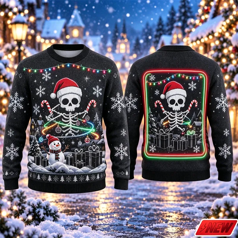 3d Print Christmas Tree Ugly Sweater Men Merry Christmas Trend Crew Neck Sweatshirts Women Neon Snowman Gift Fake Sweater Unisex