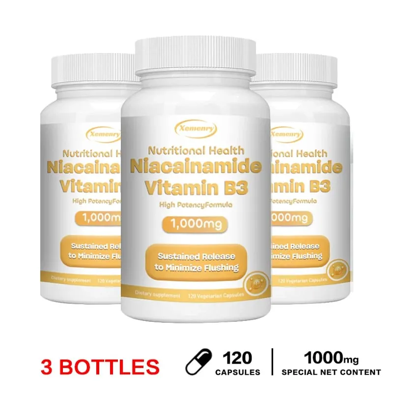 Niacinamide Vitamin B3 Capsules - Supports Brain Function and Heart Health Boosts Energy Production and Enhances Immunity