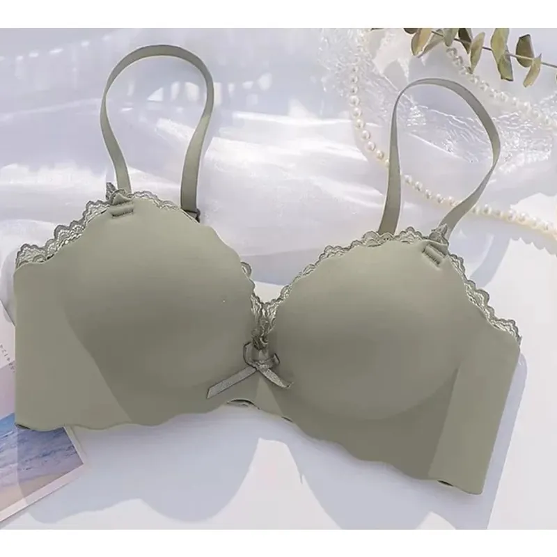 Wireless Seamless AA Cup Push‑up Bra Set One‑piece Padded Lingerie Suit For Small Flat Chest Ladies Soft Daily Underwear Kit