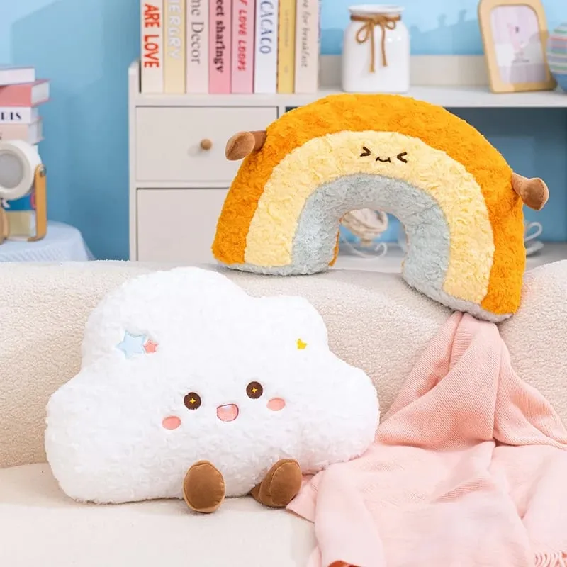 45/55CM Cloud Rainbow Plush Pillow Stuffed Soft Cartoon Weather Sofa Decor Toy Cushion for Kids Bedroom Office — image 3
