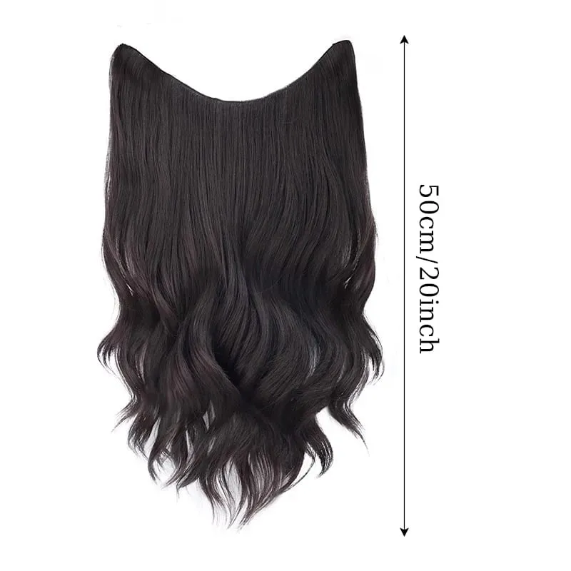 Synthetic Black Wavy Clip in Hair Extensions Hairpiece U-shaped Hair Extensions with 5 Clips for Women Girls Daily Use Soft Hair — image 6