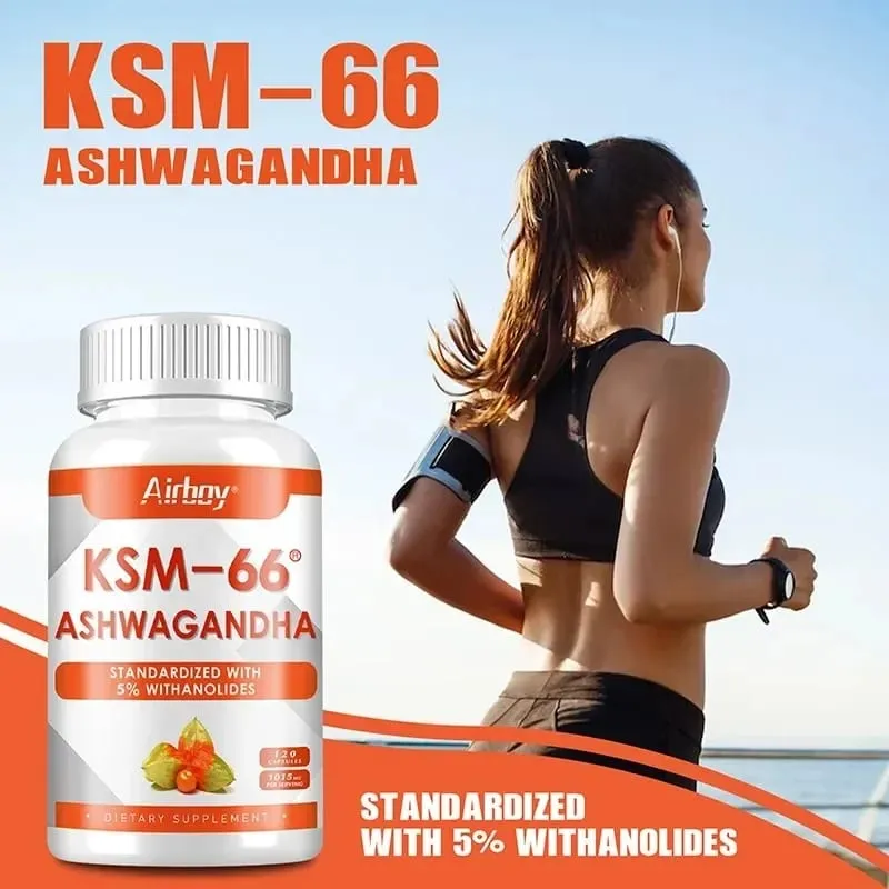 Organic Ashwagandha KSM-66 Capsules for Stress Relief Focus Brain Energy Support Sleep Health Supplement
