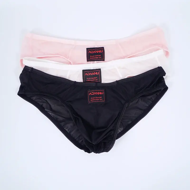 Summer Ice Silk Men Briefs 0.01mm Ultra-thin Mesh Underpants Transparent Breathable Sexy DeepV-back Butt-lifting Underwear M-XXL