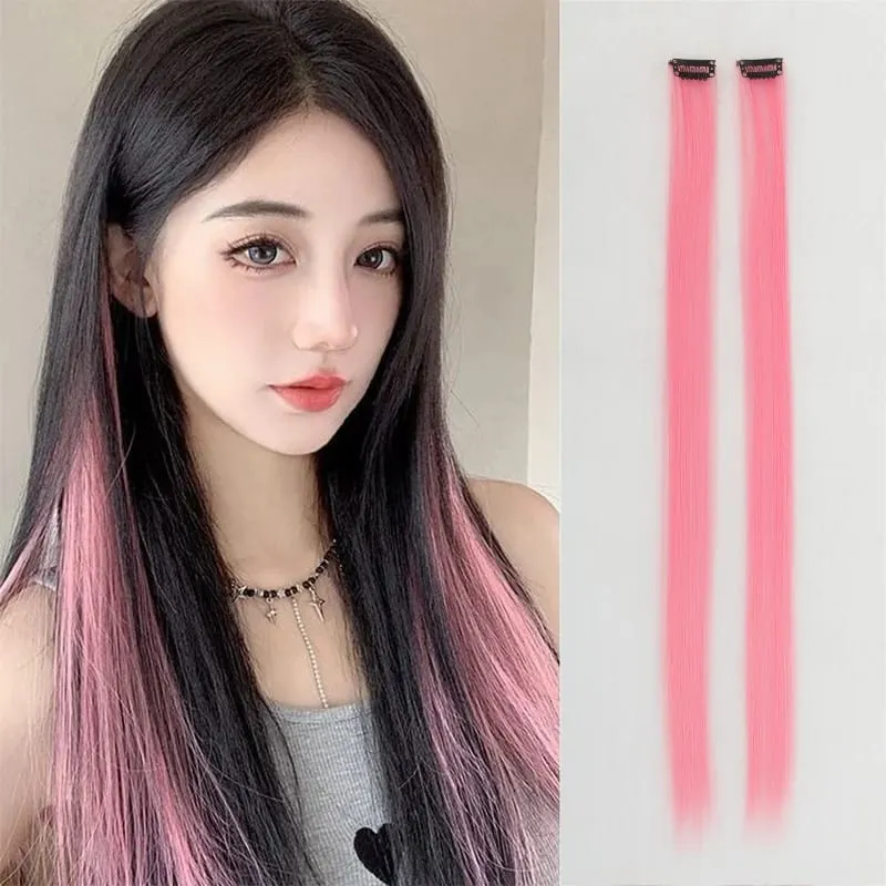 Pick dye wig piece female color hanging ear dye one-piece simulated long straight hair extension piece