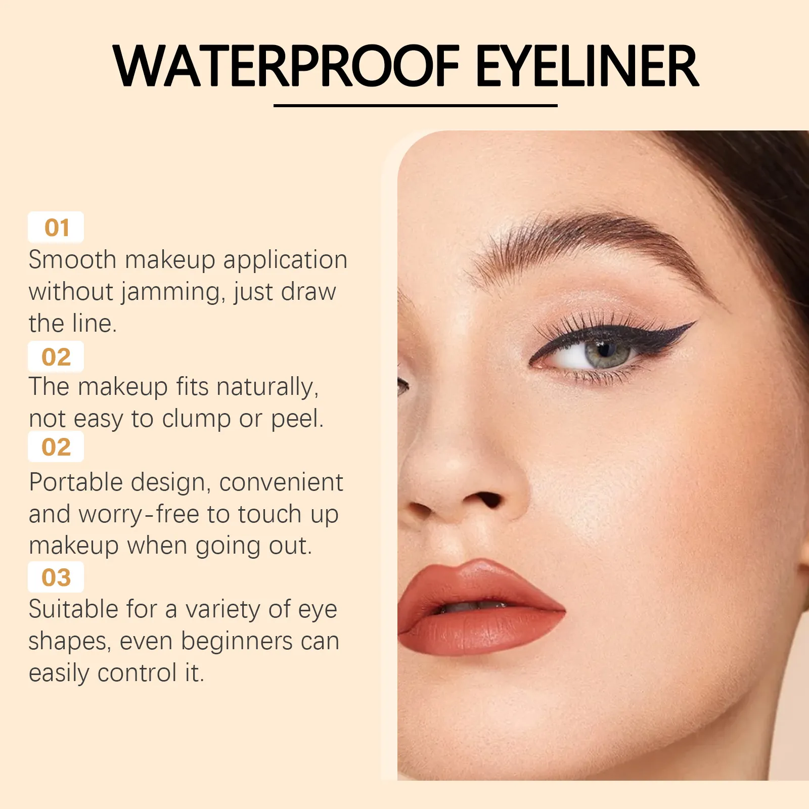 Zephoco Gel Eyeliner Pen Waterproof Smooth Eye Makeup Long Lasting Sweat Proof Oil Proof Smudge Proof Eye Liner Pencil Makeup — image 2