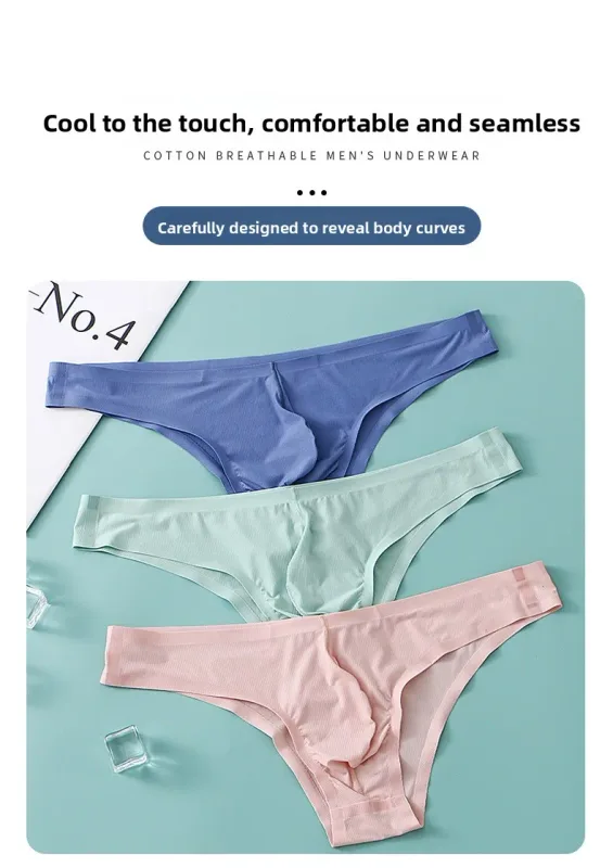 Sous-vêtements pour hommes, demi-hanche, petit Triangle, taille basse, Sexy, jeunes hommes, slip en soie glacée, sans couture, culotte d'été légère et respirante