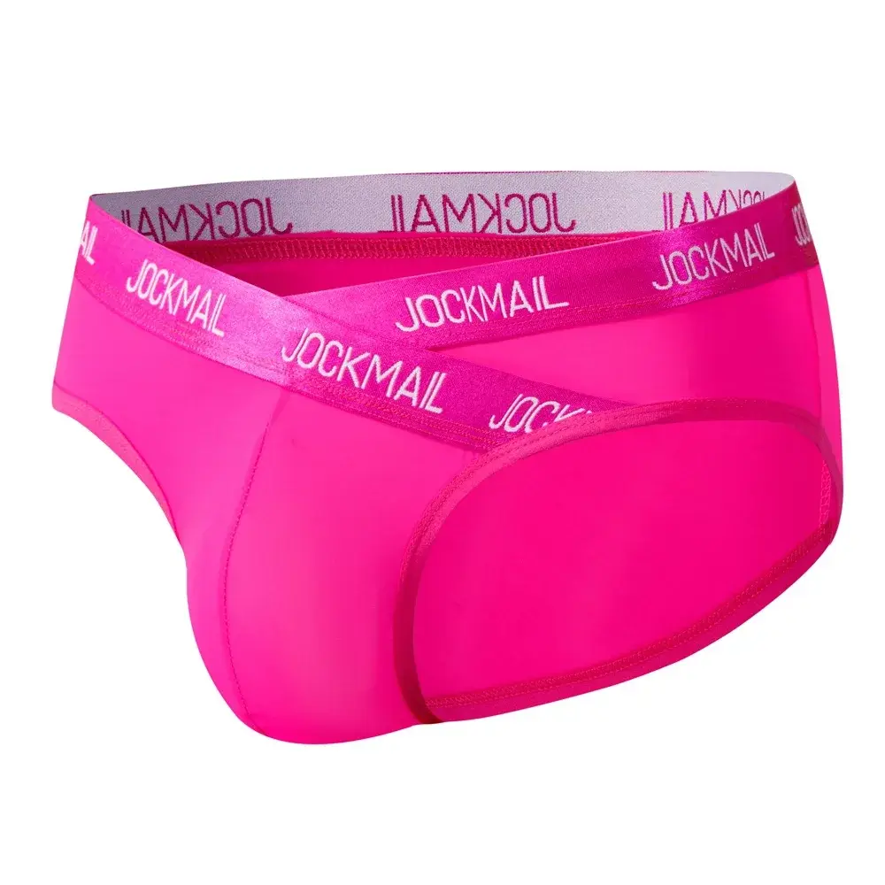 Jockmail Herren-Unterwäsche, niedrige Taille, sexy Brief, Sport, atmungsaktiv, Sommer-Eis-Seiden-Slip, große Tasche, Nylon, einfarbig, Mann-Höschen