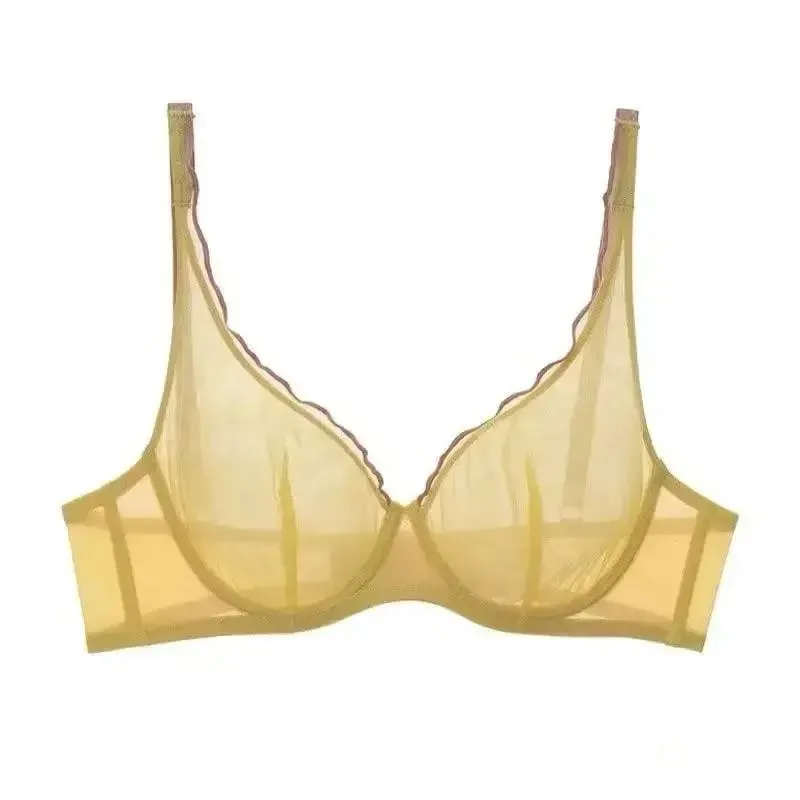 European Luxury Lingerie Set Full Cup Sheer Ultra Thin Bra & Panty Set Sexy Comfort for Women Large Small MOYISU Sexy Tushy S-XL